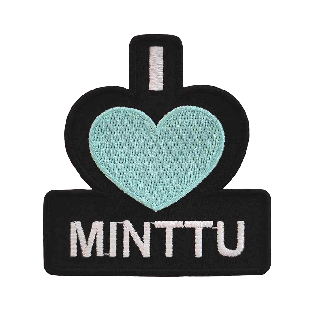 I love Minttu - kangasmerkki. bebai9.com - haalarimerkit