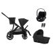 Poussette Trio Gazelle S + Cloud T + Nacelle Moon Black