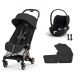 Poussette Trio Coya 2 Comfort + Siège auto Cloud T Plus + Nacelle pliable Rosegold Sepia Black