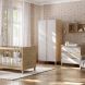Chambre Trio Muve Chêne Sable Beige Lit bébé évolutif 70x140cm + Commode + Armoire