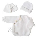 Lot Brassière Bonnet Chausson 0-1m Blanc - trois kilos sept