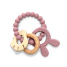 Anneau De Dentition Silicone + Hetre+ Lapin Rose