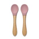 Lot de 2 cuillères en silicone et bambou Rose