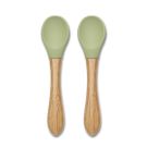 Lot de 2 cuillères en silicone et bambou Vert