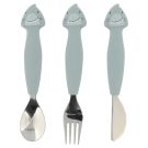 Couverts 3 Pcs En Silicone Mr. Shark Bleu - trixie