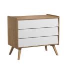 Commode 3 tiroirs Vintage Chêne Blanc