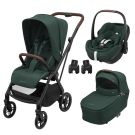 Poussette Trio Leona 2 + Siège auto Pebble 360 Pro 2 + Nacelle Sense Twillic Green