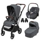 Poussette Trio Leona 2 + Siège auto Pebble 360 Pro 2 + Nacelle Sense Twillic Graphite - maxi cosi