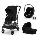 Poussette Trio Melio 6 Carbon + Siège auto Cloud G3 Plus + Nacelle Melio 6 Magic Black - cybex