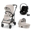 Poussette Trio Melio 6 Carbon + Siège auto Cloud G3 Plus + Nacelle Melio 6 Dune Grey