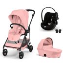 Poussette Trio Melio 6 Carbon + Siège auto Cloud G3 Plus + Nacelle Melio 6 Candy Pink