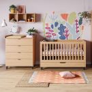 Chambre Duo Simple Chêne Lit bébé évolutif 70x140cm + Commode