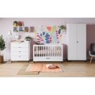 Chambre Trio Simple Blanc Lit bébé évolutif 70x140cm + Commode + Armoire