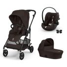 Poussette Trio Melio 6 Carbon + Siège auto Cloud G3 Plus + Nacelle Melio 6 Chocolate Brown