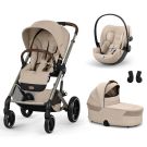 Poussette Trio Balios S Lux 4 + Siège auto Cloud G3 Comfort + Nacelle Cot S Lux 4 Almond Beige - cybex