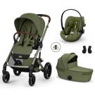 Poussette Trio Balios S Lux 4 + Siège auto Cloud G3 Plus + Nacelle Balios pliable Moss Green