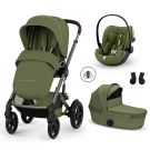 Poussette Trio Talos S Lux 4 + Siège auto Cloud G3 Plus + Nacelle pliable Talos Moss Green