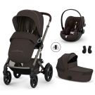 Poussette Trio Talos S Lux 4 + Siège auto Cloud G3 Plus + Nacelle pliable Talos Chocolate Brown