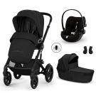 Poussette Trio Talos S Lux 4 + Siège auto Cloud G3 Plus + Nacelle pliable Talos Moon Black - cybex