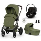 Poussette Trio Talos S Lux 4 + Siège auto Cloud G3 Comfort + Nacelle pliable Talos Moss Green