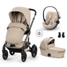 Poussette Trio Talos S Lux 4 + Siège auto Cloud G3 Comfort + Nacelle pliable Talos Almond Beige