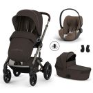 Poussette Trio Talos S Lux 4 + Siège auto Cloud T Plus + Nacelle pliable Talos Chocolate Brown