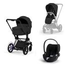 Poussette Trio e-Priam 3 Comfort + Siège auto Cloud T Plus + Nacelle pliable Matt Black Sepia Black - cybex