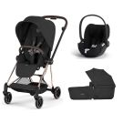 Poussette Trio Mios 4 Comfort + Siège auto Cloud T Plus + Nacelle pliable Rosegold Sepia Black