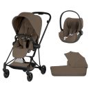 Poussette Trio Mios 4 Comfort + Siège auto Cloud T Plus + Nacelle pliable Matt Black Coconut Brown