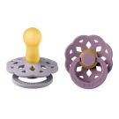 Lot de 2 sucettes en caoutchouc bohême 6-18m Mauve et Fossil Grey