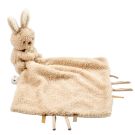 Doudou calin couverture lapin Teddy Bouclette 27x27cm - Beige