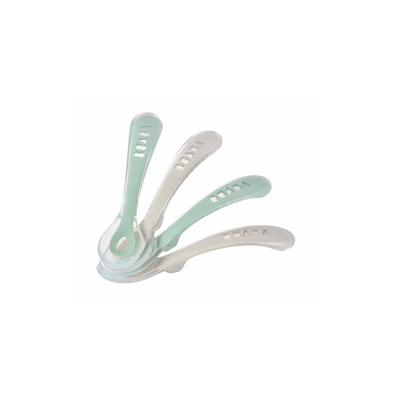 Cuilleres Silicone X4 2eme Age Velvet Grey Sage Green - beaba