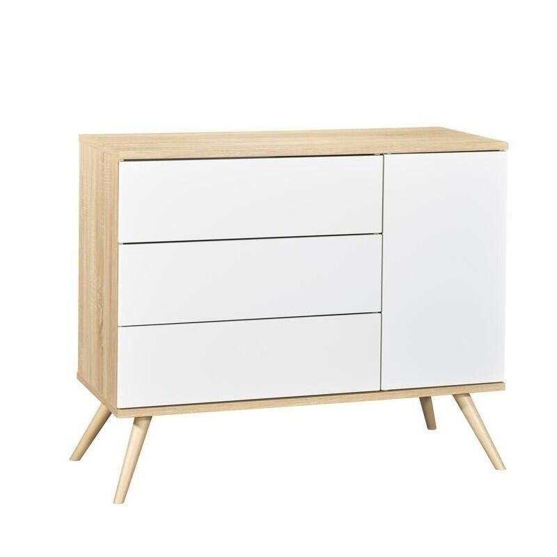 Commode 1 porte 3 tiroirs Seventies Blanc - sauthon