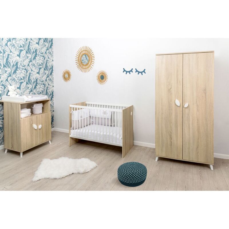 Chambre Trio Eden Lit bébé 60x120cm + Commode + Armoire - sauthon