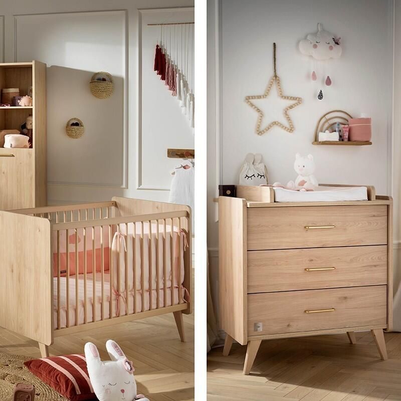 Chambre Duo Arty Lit bébé 60x120cm + Commode - sauthon