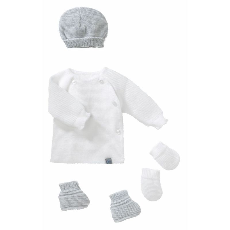 Lot Maternite Maille Blanc Et Gris Naissance - bebe9 creation