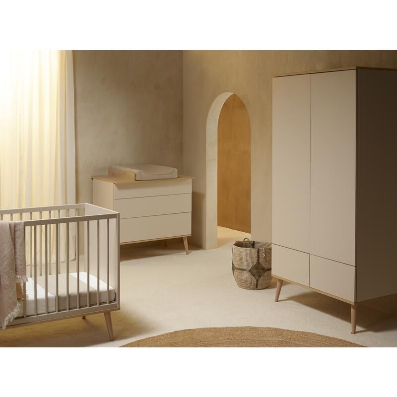 Chambre Trio Flow Argile Lit bébé évolutif 70x140cm + Commode + Armoire - quax