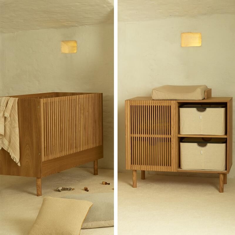 Chambre Duo Hai No Ki Natural Ash Lit bébé 60x120cm + Commode - quax