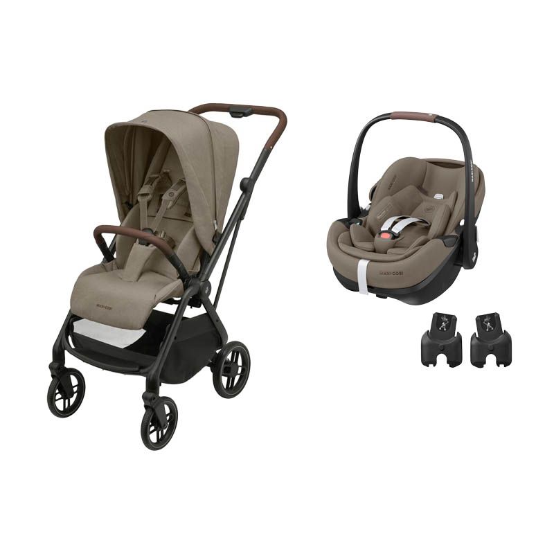 Poussette Duo Leona 2 Pebble 360 Pro 2 Twillic Truffle Maxi Cosi - maxi cosi