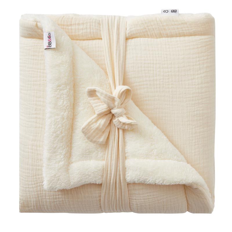 Couverture Peluche Double Gazemicrofibre Mixmatch Mousse De Lait - bb&co