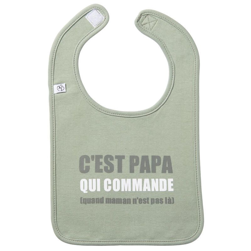 Bavoir Cest Papa Qui Commande Vert De Gris - bb&co