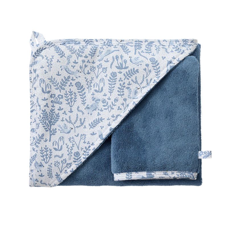 Cape De Bain + Gant Bambou 70x70cm Foret Enchantee - bb&co