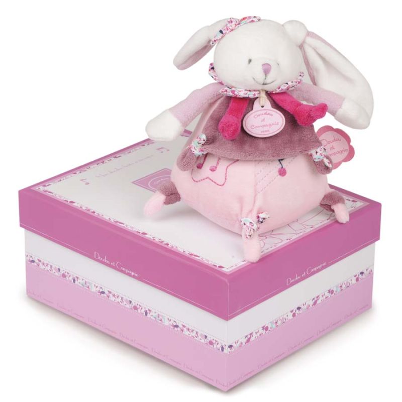 Cerise - Boite A Musique Doudou Iconique 17cm Rose - doudou et compagnie