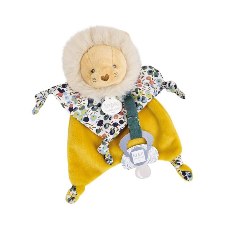 Doudou Attache Sucette Bohaime Lion Doudou Sensoriel 20cm Jaune - doudou et compagnie