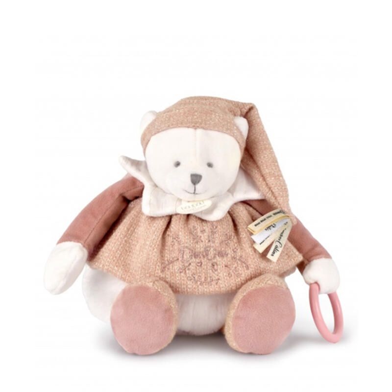Ours Pantin Dactivites 30cm Blanc Rose - doudou et compagnie
