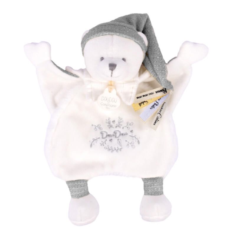 Ours Doudou Cape 25cm Blanc Argente - doudou et compagnie