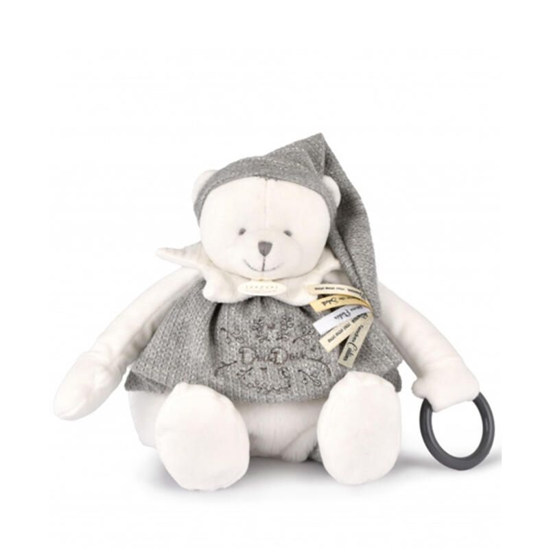 Ours Pantin Dactivites 30cm Blanc Argente - doudou et compagnie