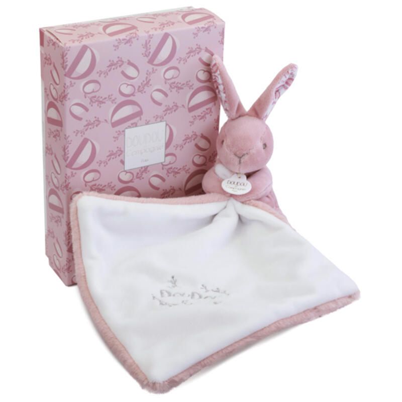Doudou lapin mouchoir 10cm Rose - doudou et compagnie