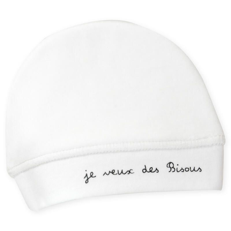 Bonnet Naissance Velours Bisous - trois kilos sept