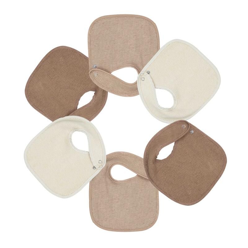 Bavoirs Naissance X6 -nid Dabeille 0-4m Beige/ Chocolat - trois kilos sept